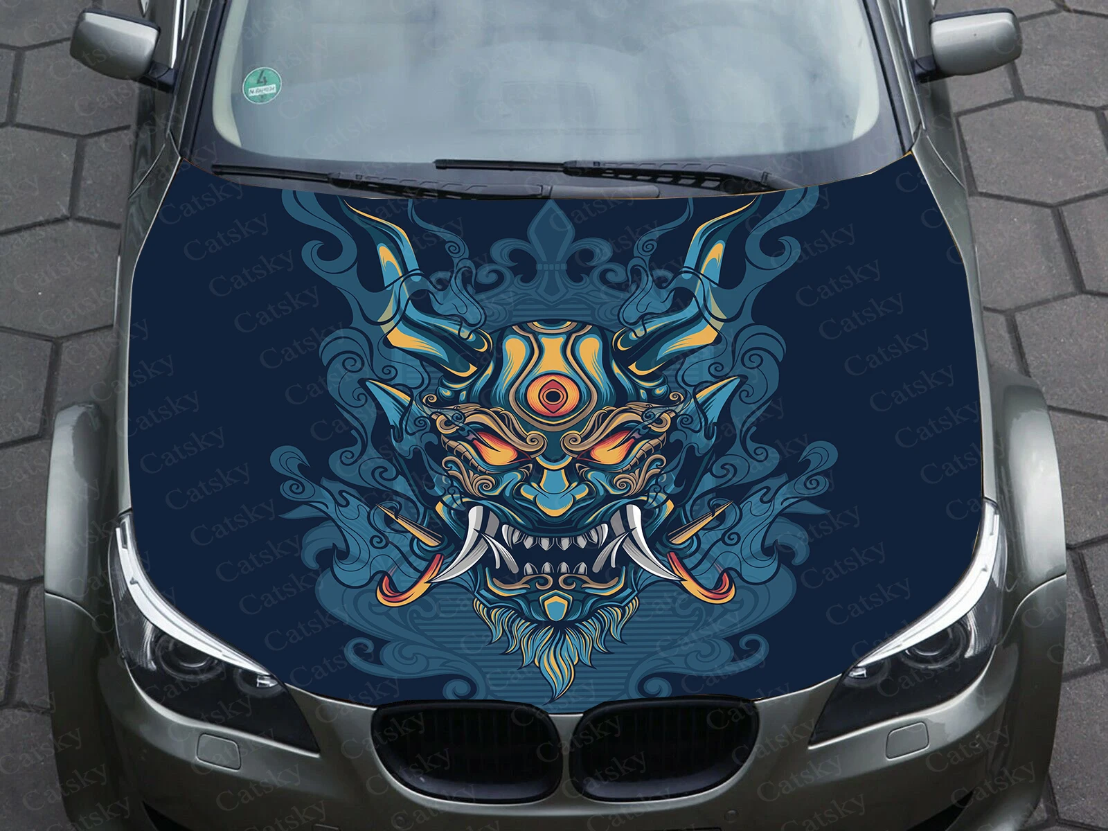 Japanese mask samurai car hood decal vinyl sticker graphic packaging decal decal graphic hood decal custom suitable for any car