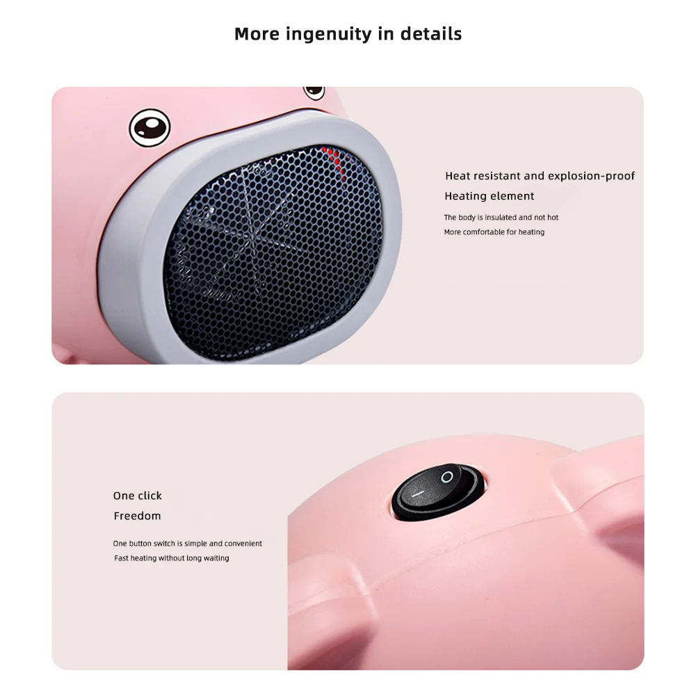 Cartoon Pig Electric Heater Portable Heater Winter Room Desktop Heating Stove Mini Home Handy Air Heater Russia Warmer Machine