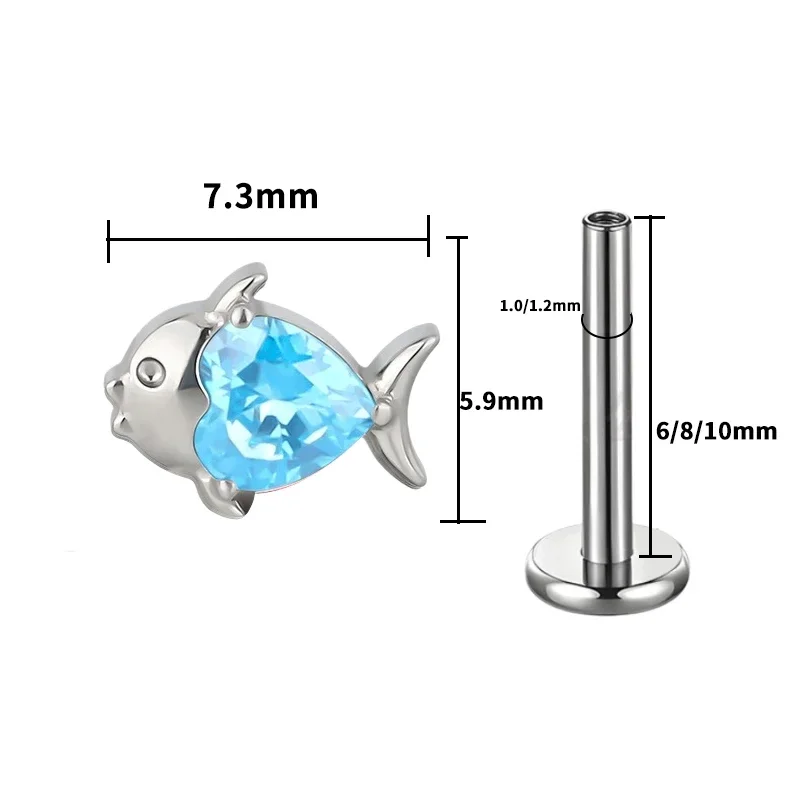G23 Titan Delfin Lippenpiercing 16G Herz Zirkonia Labret Tragus Helix Knorpel Ohrring Schmuck für Nasenpiercing Ringe – Detail 3