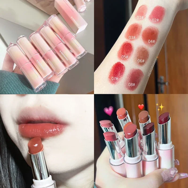 Water Gloss Mirror Lipstick Crystal Jelly Transparent Lip Stick Moisturizing Long-lasting Solid Lip Gloss Nude Tint Clear Makeup