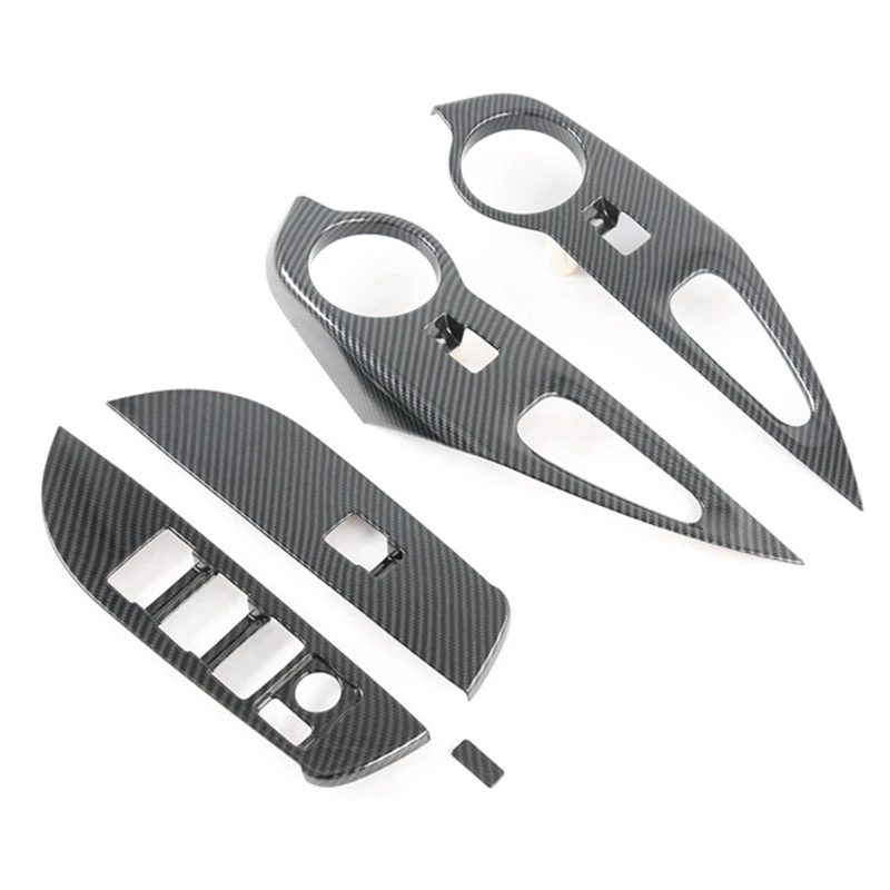 

3X Car ABS Carbon Fiber Window Switch Panel Cover Trim Lift Control Trim For Toyota Corolla Cross 2020 Left-Hand Drive