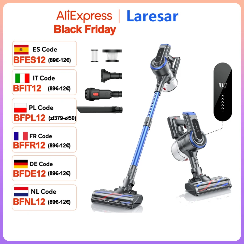 Cordless Vacuum Cleaners Honiture 450W Handheld Removable Battery 55 Mins Wireless smart Home Appliance Touch Screen 38000pa