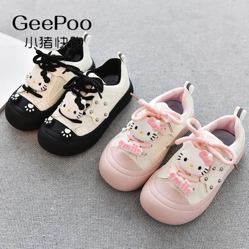 Sanrio Hello Kitty Sneakers para crianças, Kawaii Sweet Cute Cartoon Anime Fashion, Sapatos de Borda Respiráveis Casuais, Maré Presente para Meninas, Novo