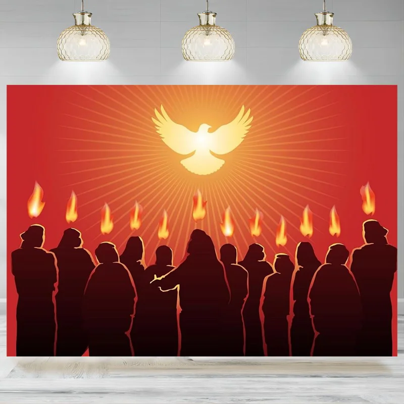 Pentecost Backdrop Sunday Holy Spirit Followers Jesus Christ Biblical Photographic Background Religious Christian Decor Banner