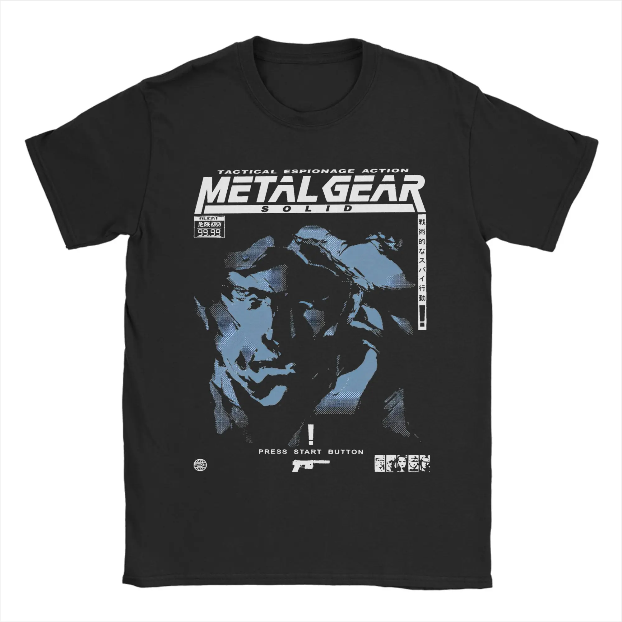 

MGS Metal Gear однотонная футболка для мужчин и женщин, хлопковая футболка в стиле ретро, игровая футболка с круглым вырезом и коротким рукавом