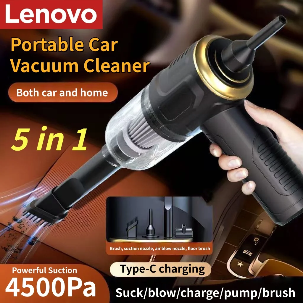 Lenovo 5-in-1 Portable Cordless Handheld Car Vacuum Cleaner Wet Dry High Power Rechargeable Home Cleaner Aspirateur Sans Fil
