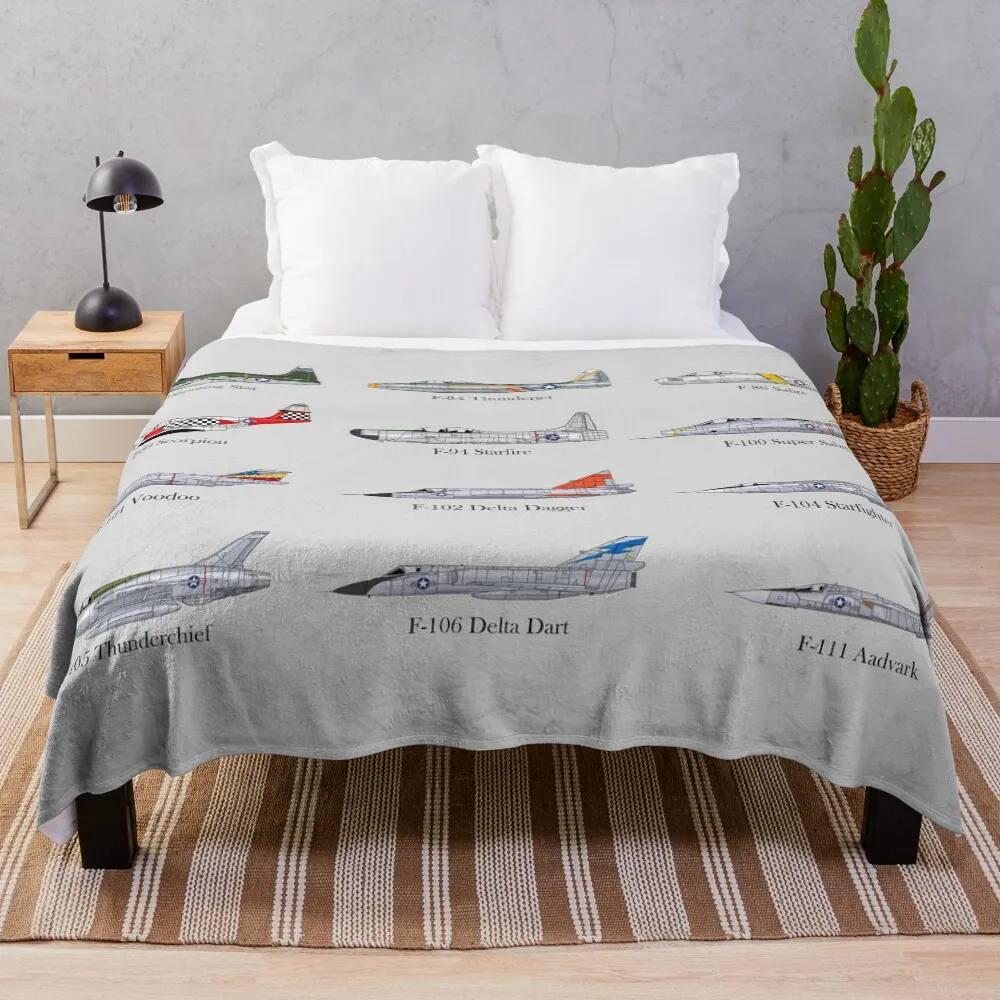 

USAF Classic Jet Fighters Throw Blanket