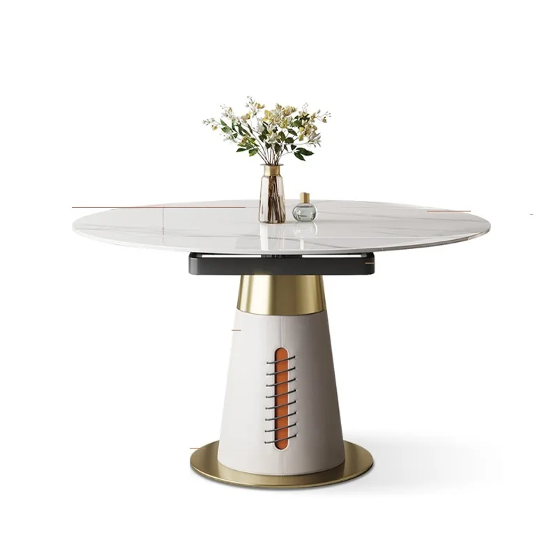 

Simple Modern Designs Luxury High-end Home Furniture Sets Round Extendable White Dinning Room
