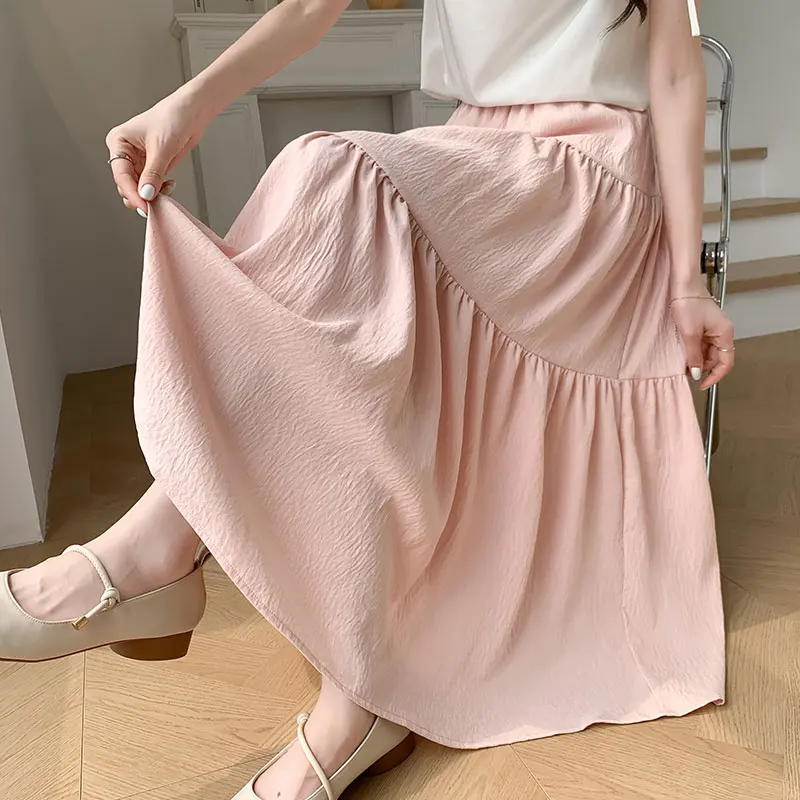 

Women's Spring and Autumn New High Waist A-line Long Skirt Gentle Korean Wearing Temperament White Cake Skirt
