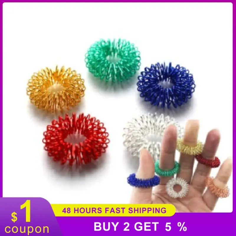 1/5Pcs Finger Massager Spring Finger Massager Ring Acupressure Figure Massager Relax Relief Stress Anxiety Finger Spring Rings