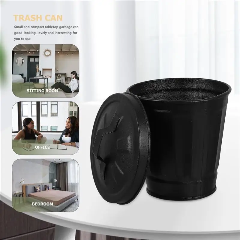 Trash Can Bin Mini Garbage Lid With Waste Desktop Desk Small Tiny Container For Basket Countertop Cans Table Bedroom Office