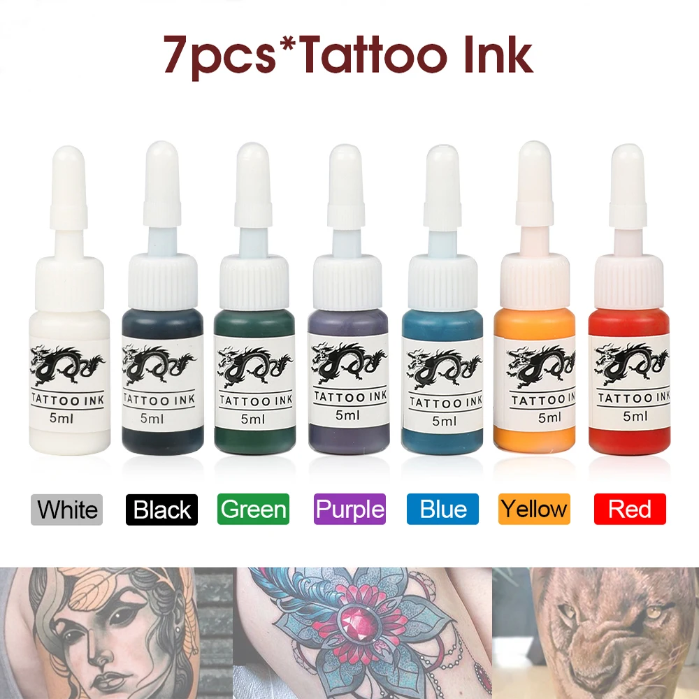 

7pcs/set 5ml Professional Safety Tattoo Pigment Durable Tattoo Ink For Tattoo Kit For Tattoo Pen For Permanent Makeup Body Art