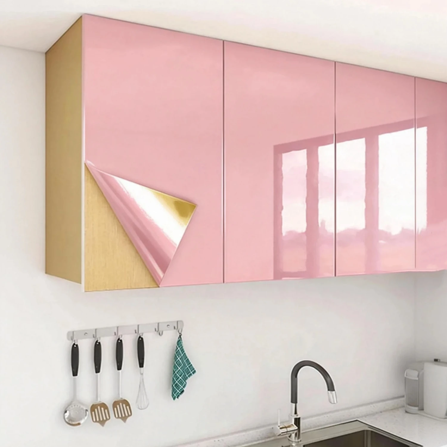High Gloss Paste Furniture Plain Wall Stickers PVC Pearl Film Waterproof Wallpaper Room DIY Self-adhesive Wardrobe Kitchen Decor