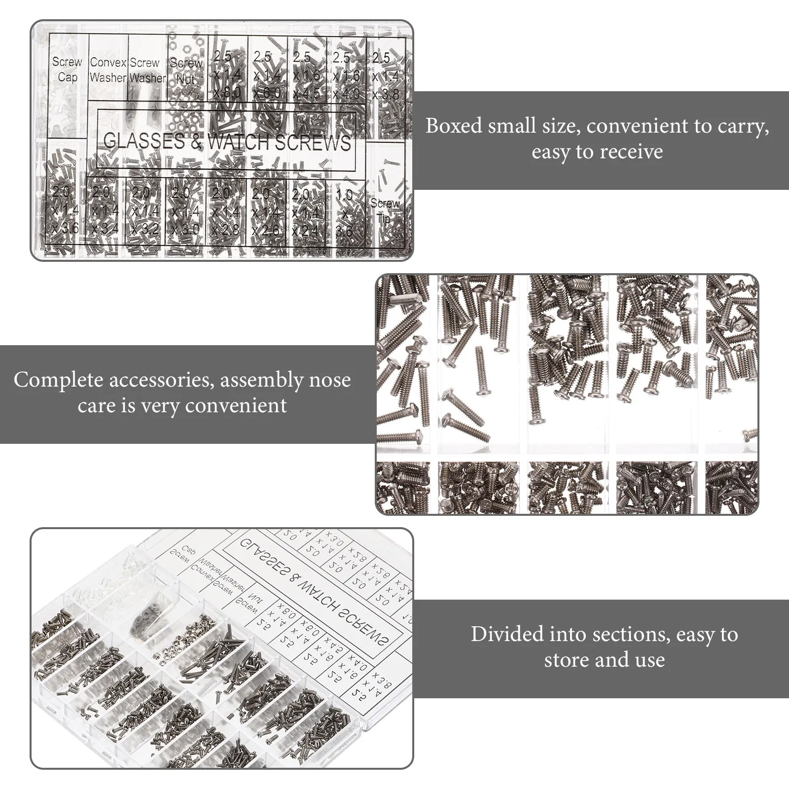 

Eyeglass Repair Kit with Assorted Metal Screws Replacement Tool for Glasses Sunglasses Watches Jewelries Home Office Use