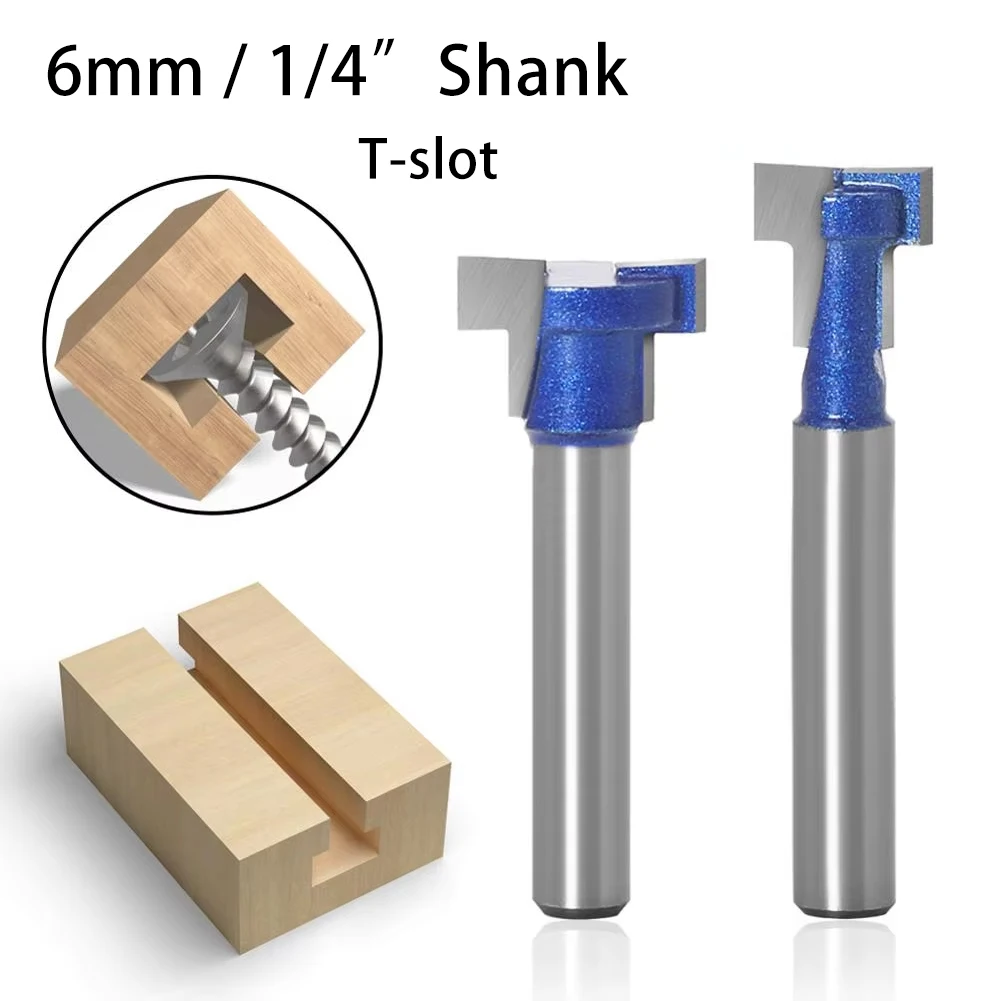 6mm 1/4-Zoll-Schaft-Holzbearbeitungs-Fräser für Schlüsselloch- und T-Nut-Fräsen, geeignet für Bilderrahmen-Aufhängeloch- und Schraubenfutterbearbeitung