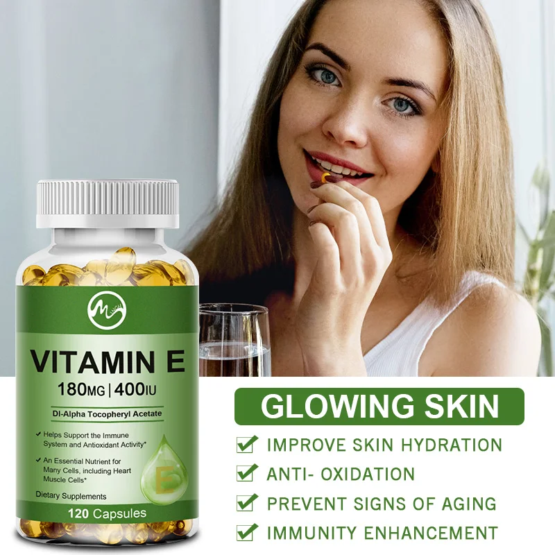 Minch Vitamin E Capsule Natural Antioxidant Support Brighten Skin and Healthy Skin Hair Nails Immune&Eye Health Skin Nutrition