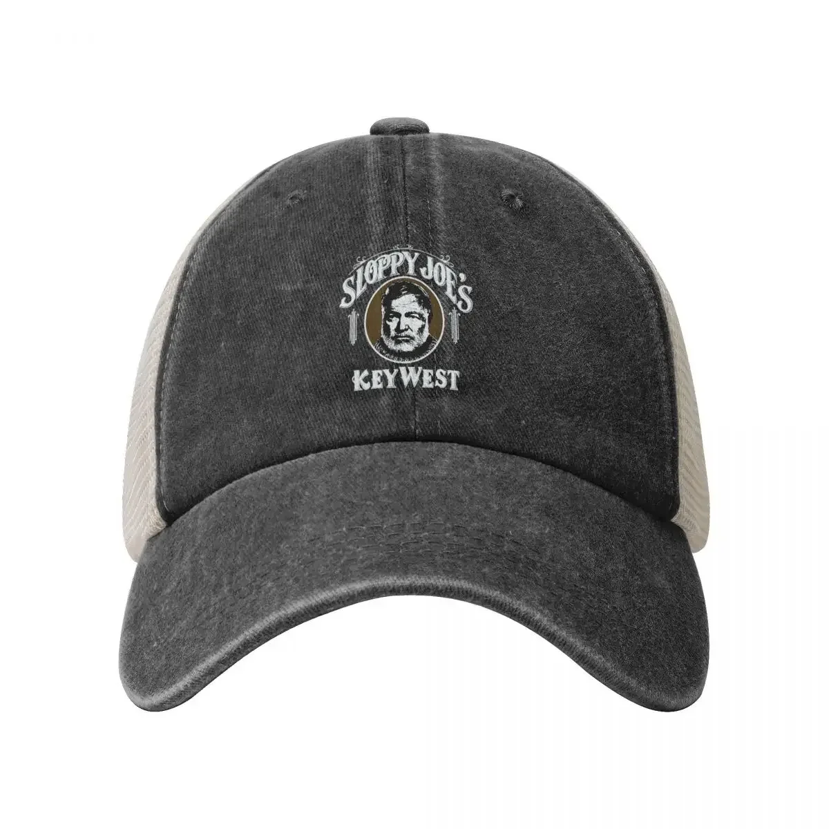 Sloppy Joe's Key West Ernest Hemingway (Vintage White/Brown) Cowboy Mesh Baseball Cap Sunscreen western Hat  Women Men's