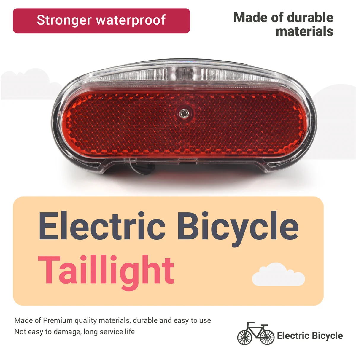 SYJZ 6V-48V E-Bike Rear Light Electric Bicycle Tail Light E-Scooter Night Safety LED Warning Rear Lamp