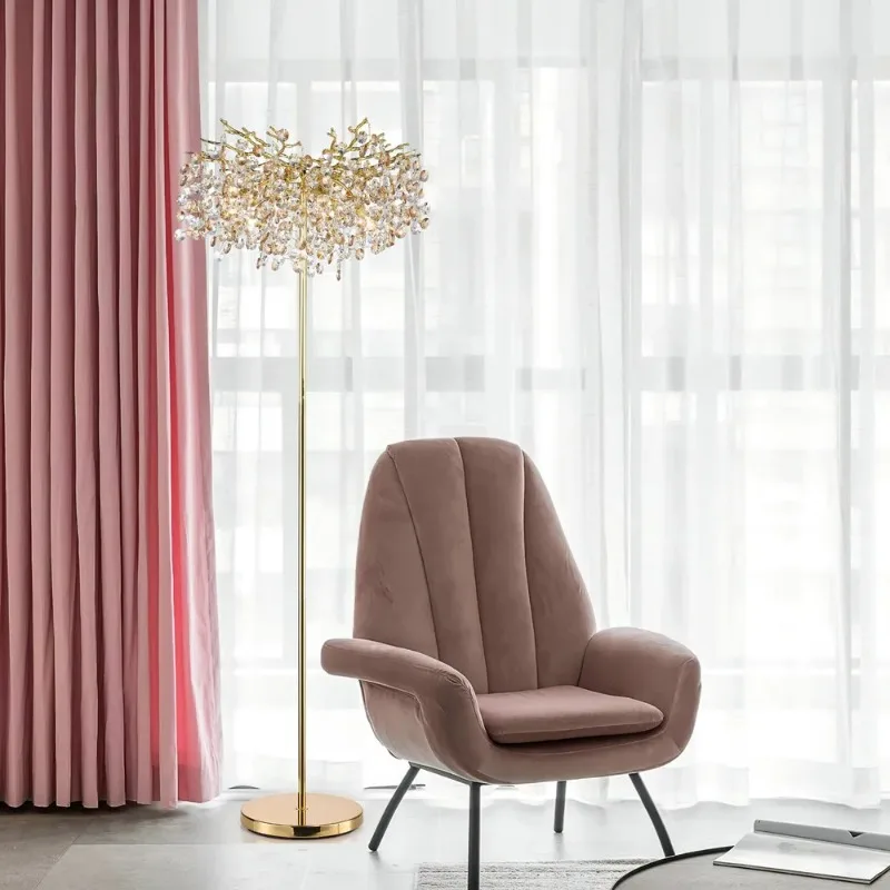 

Nordic Led Crystal Floor Lamp Living Room Study Restaurant Bedroom Gold Lighting Home Decoration Luxury 220V LED Standing Lights
