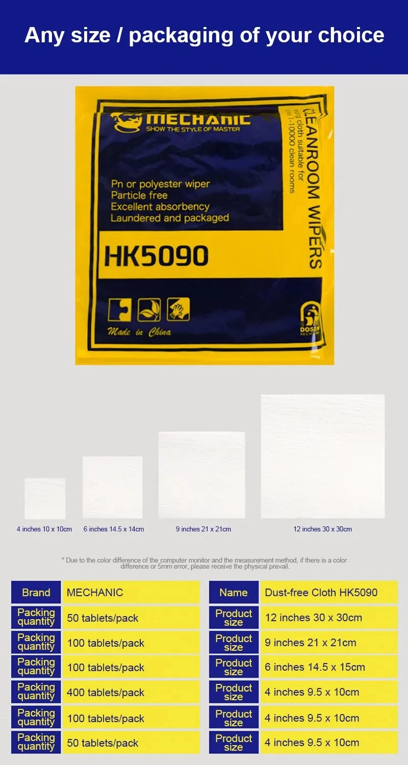 MECHANIC HK5090 Anti-static Dust-free Wiper for Mobile Phone Tablet LCD Lens Glass Back Cover Repair Wiping Dust Removal Tool