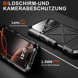 Metal Bumper Anti-fall Shockproof Phone Case For iPhone 16 15 Pro Max 14 Plus Heavy Silicone Duty Glass Screen Protection Cover