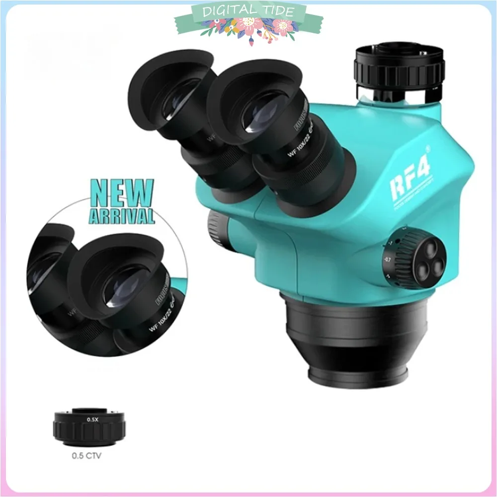 

RF4 7-50X Trinocular Continuous Zoom Stereo Microscope WF10X/22mm Eyepiece Suitable for Mobile Phone PCB Welding Microscope Tool