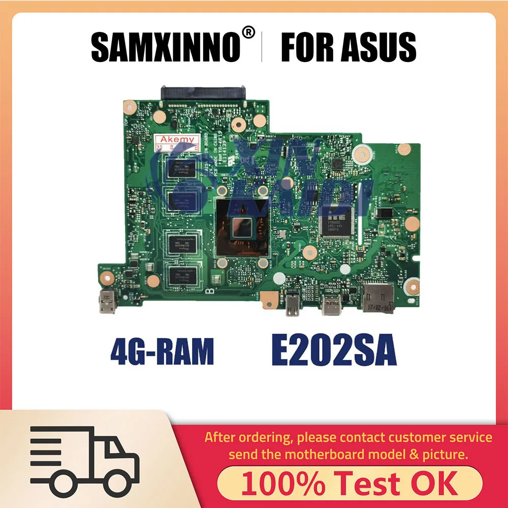 

Notebook Mainboard For ASUS EeeBook E202SA E202 E202S Laptop Motherboard With N3050 4GB-RAM Systemboard 100% Tested OK