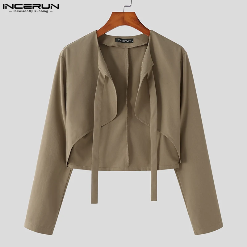 Mode lässig Stil Männer Tops Incerun kurze Bandage Strickjacke Blazer stilvolle Männer lose bequeme All-Match einfache Anzüge S-5XL