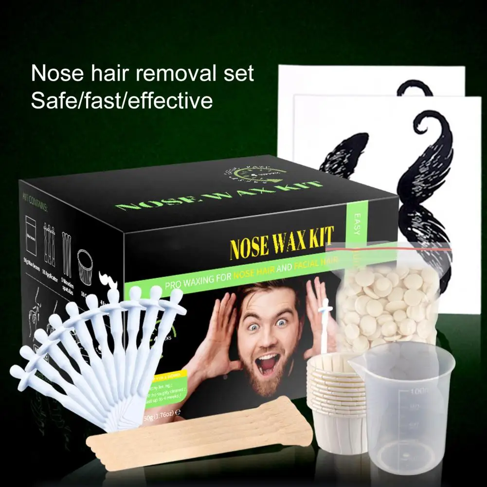 Nose Hair Remove Kit Painless Fast Effect Nose Wax Kit Uprooting Hot Film Hard Wax Bean Nose Hair Plucking Tools Adult Supply