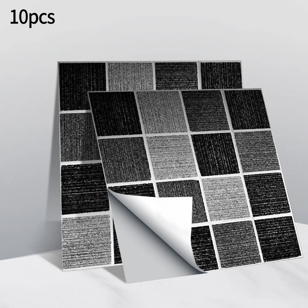 10Pcs 3D Mosaic Tile Stickers DIY Waterproof Self-Adhesive Wall Stickers Kitchen Bathroom Bedroom Home Decor Wall Decals