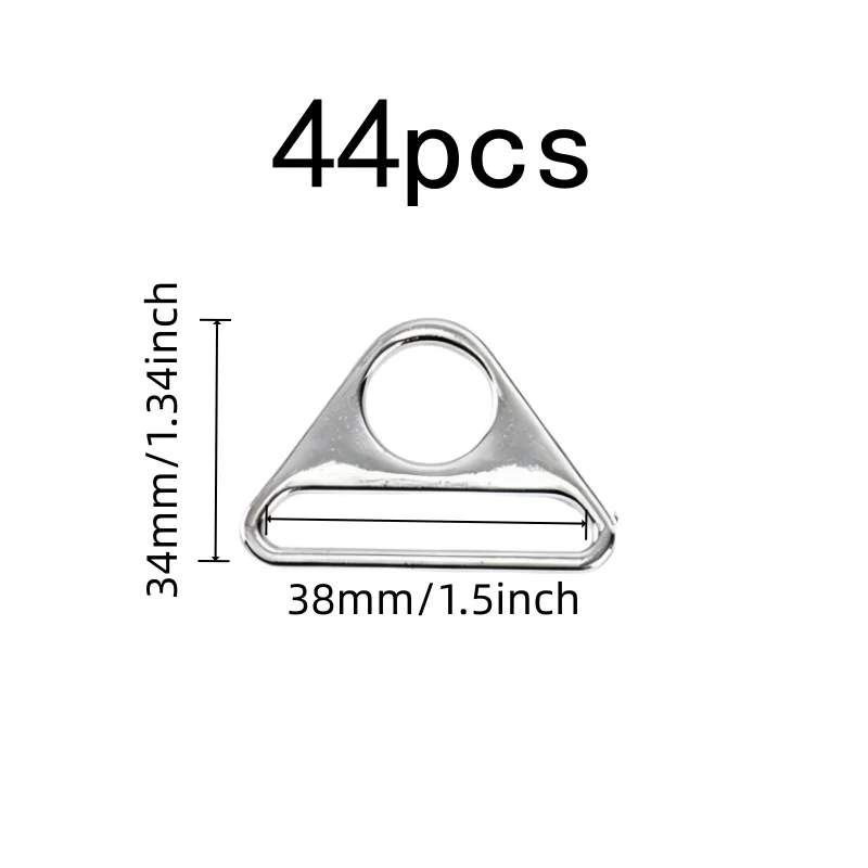 Durable Rust Resistant 38mm Tri-Glide Sliders 44 pcs, perfect for Luggage Strap Repair, Zinc Alloy Material