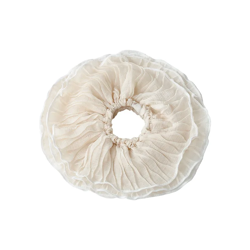 Eleganter Spitzenblumen-Scrunchie im koreanischen Stil, großer Haargummi für Damen und Mädchen, trendiges Haar-Accessoire für den Alltag. – Detail 21