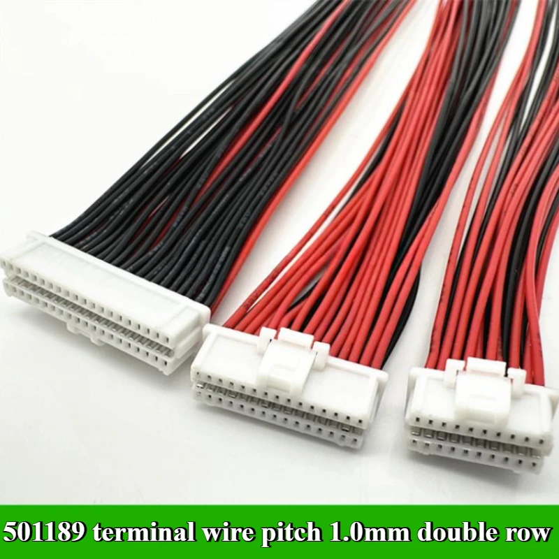 

1/3/5Pcs 501189 terminal wire pitch 1.0mm double row with lock buckle single/double head 2*10P/15P/20P wire length 20cm 28AWG