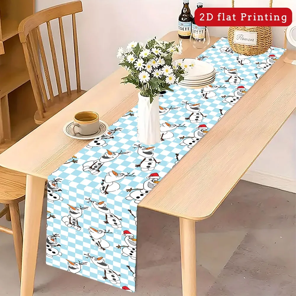 قطعة واحدة من مفرش طاولة طويل بطابع ديزني أولاف، تصميم كرتوني، مثالي لعيد الميلاد وحفلات الزفاف ومطابخ العطلات وديكورات الحفلات