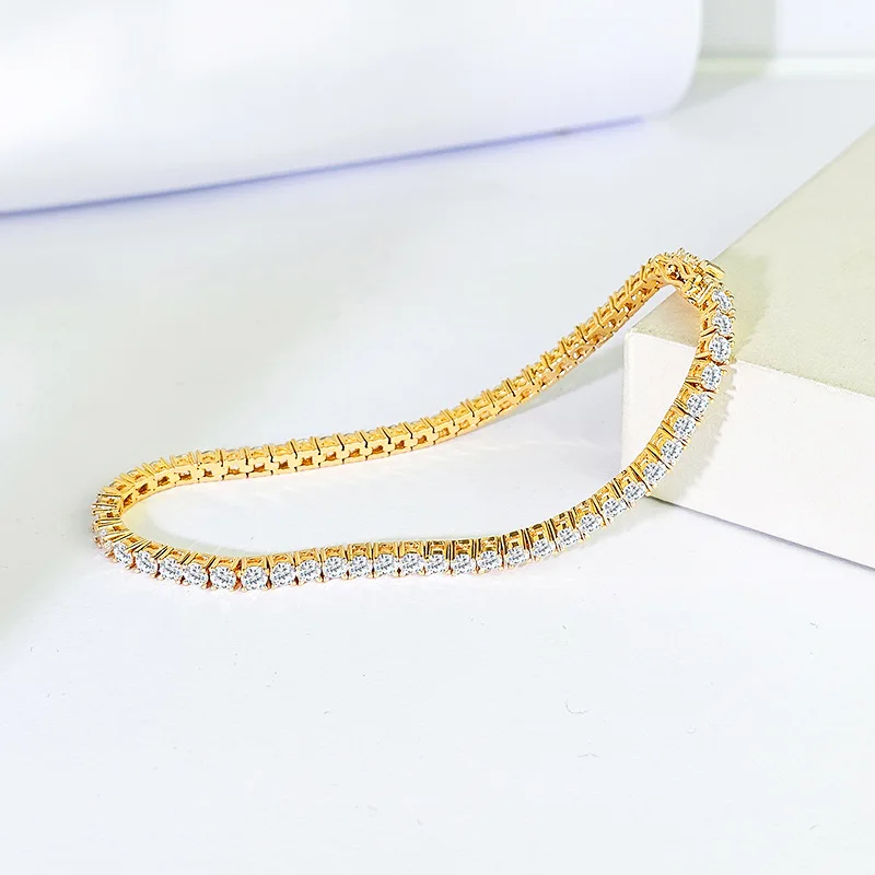 3.84-6.4ct D VVS1 Moissanite Tennis Bracelet 2.5mm/3mm s925 Sterling Silver Elastic Tennis Bracelets Pulseiras for Women Men