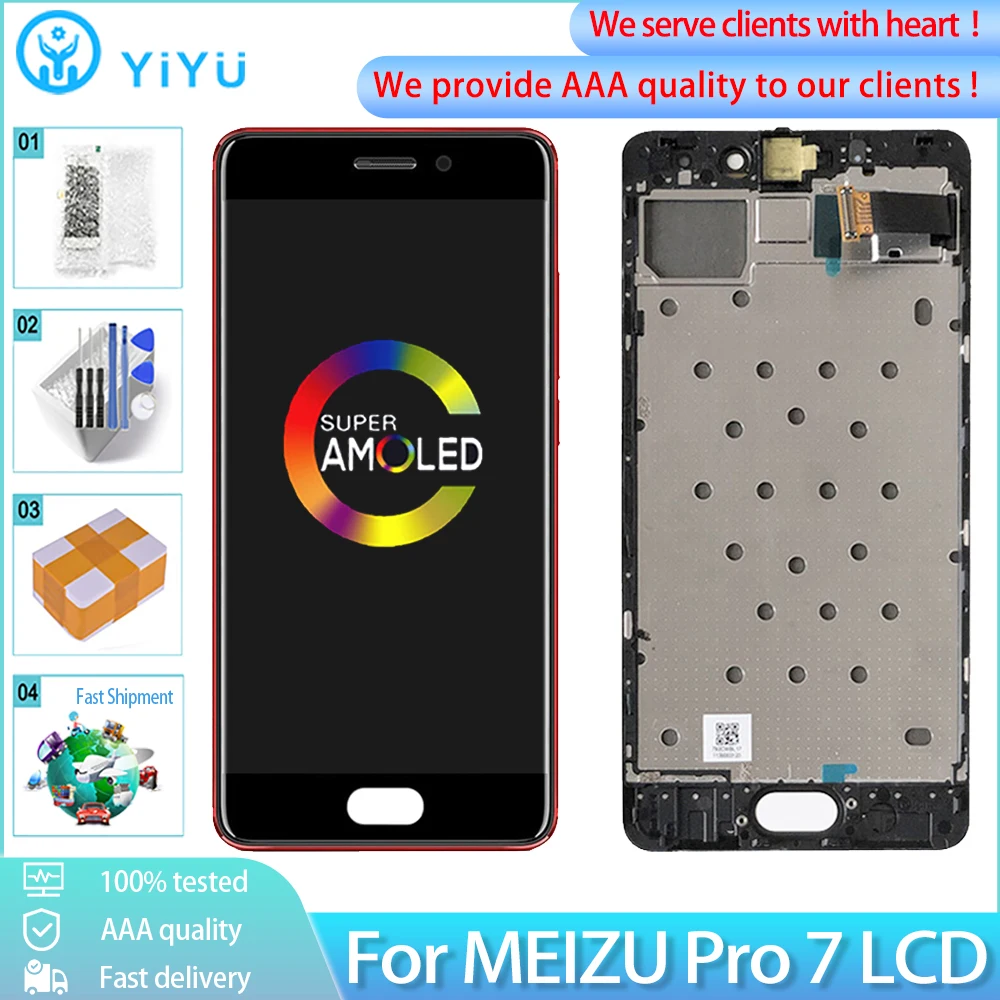 Go! 5.2'' Original LCD For Meizu Pro 7 M792H M792Q AMOLED LCD Display Touch Screen With Frame Digitizer Replacement