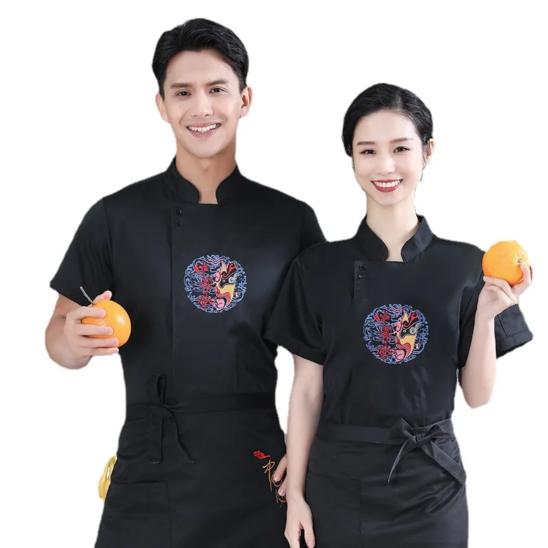 Tuta da Hotel Men'S Long- Dining mensa Back Kitchen abbigliamento da lavoro uniforme da cuoco a maniche corte estate sottile donna