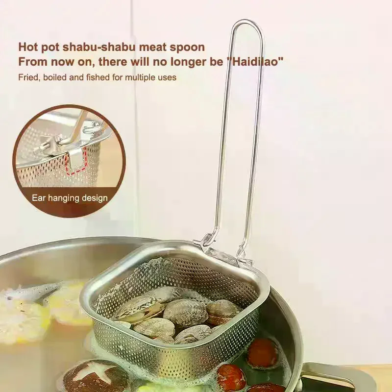 Spaghetti Strainer  Pasta Blanching Fry Basket Handle Durable Easy Use for Home Restaurant Kitchen Cooking