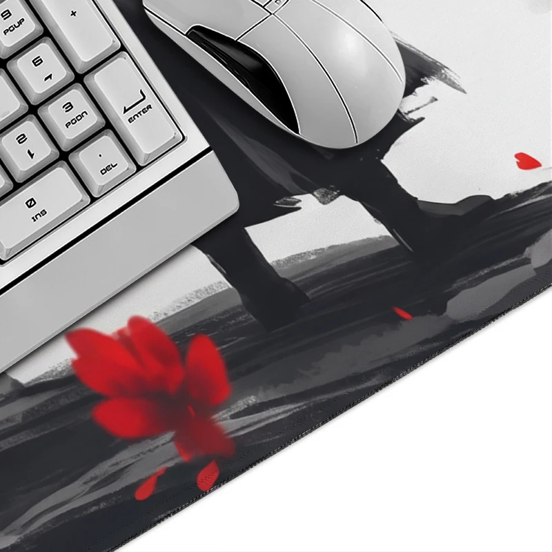 Mouse Pad Samurai under Red Maple Gamer XL Large HD Mousepad XXL Desk Mats MousePads Soft Natural Rubber Computer Table Mat
