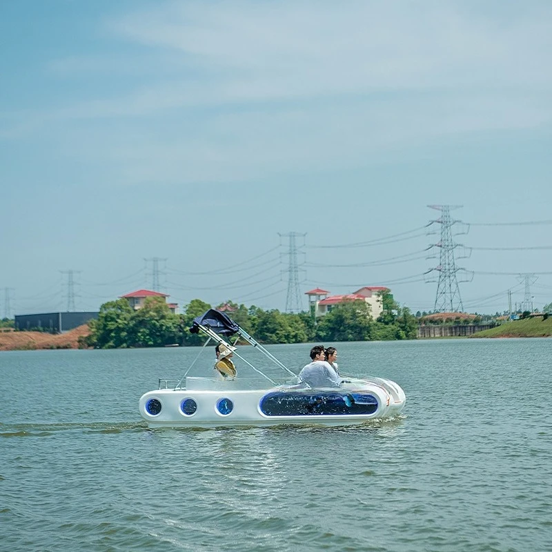 Electric cruise ship for 6 people, leisure and sightseeing yacht glass, scenic pleasure boat