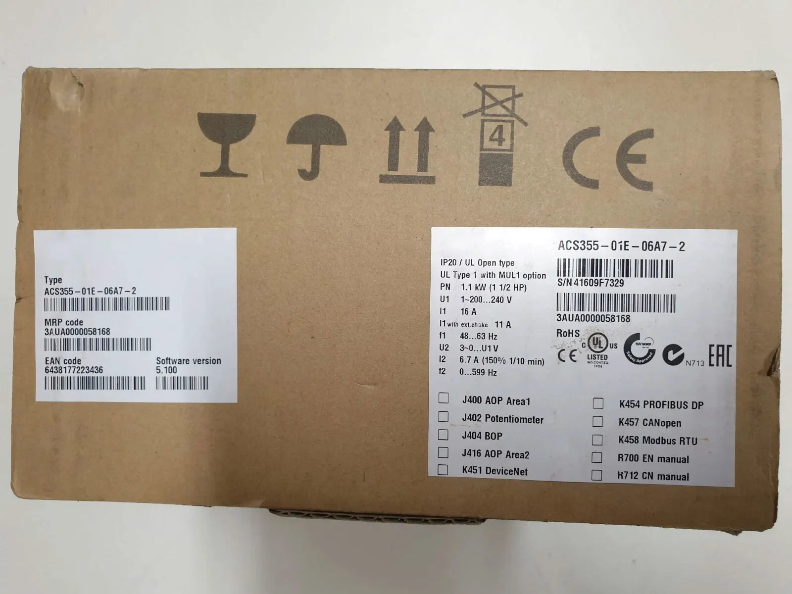 Brand New ACS355-01E-02A4-2 ACS355-01E-04A7-2 ACS355-01E-06A7-2 ACS355-01E-07A5-2 ACS355-01E-09A8-2 One Year Warranty