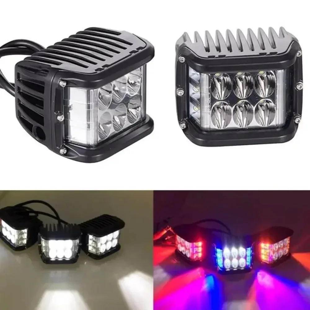

45W Dual Color Strobe Work Light 4 Inch LED for Off Road Truck ATV UTV Tractor Yellow Red Blue Side Shooter Car Worklight