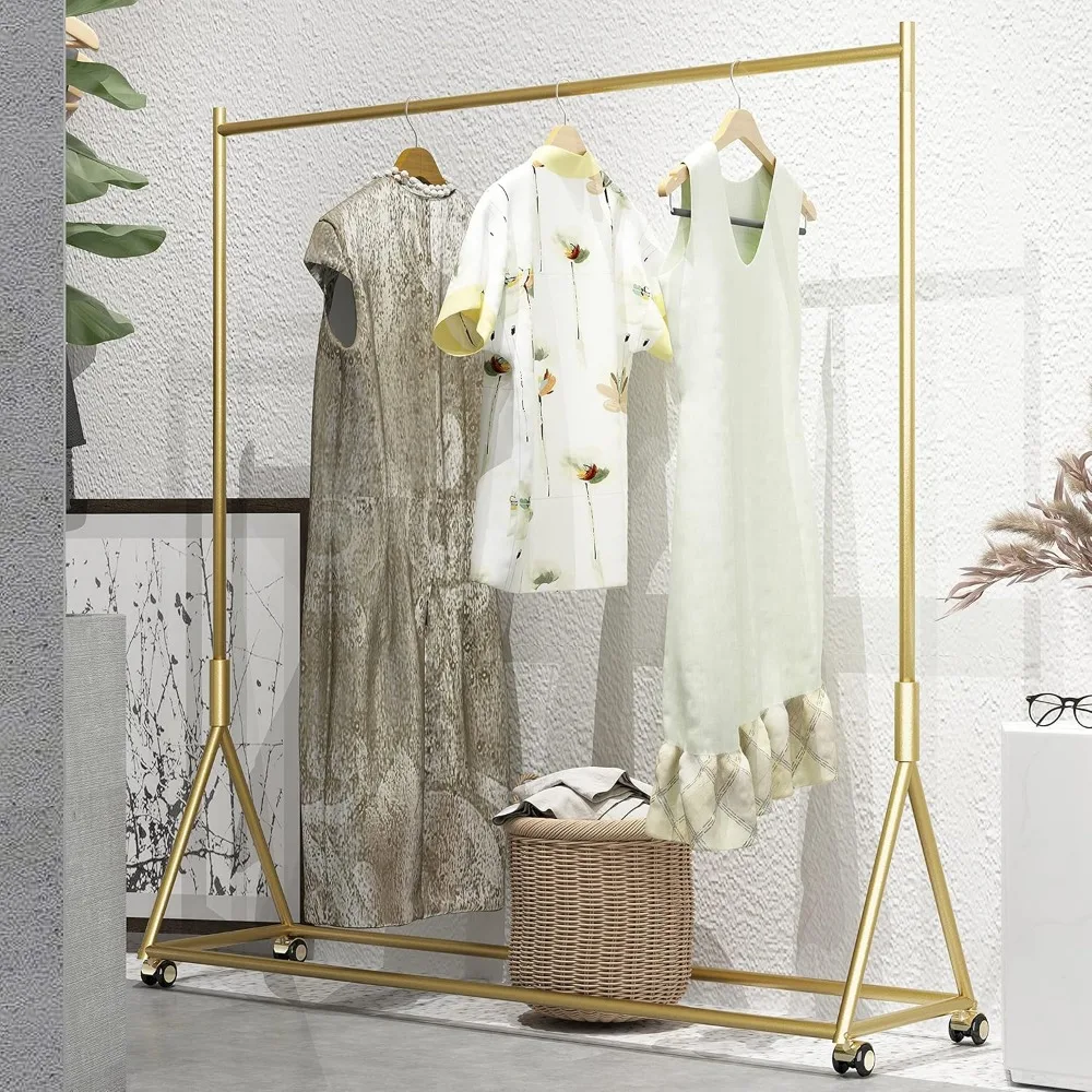 Gold Clothes Rack on Wheels Gold Garment Rack Modern Display Rack for Home,Boutique,Retail -59’’L