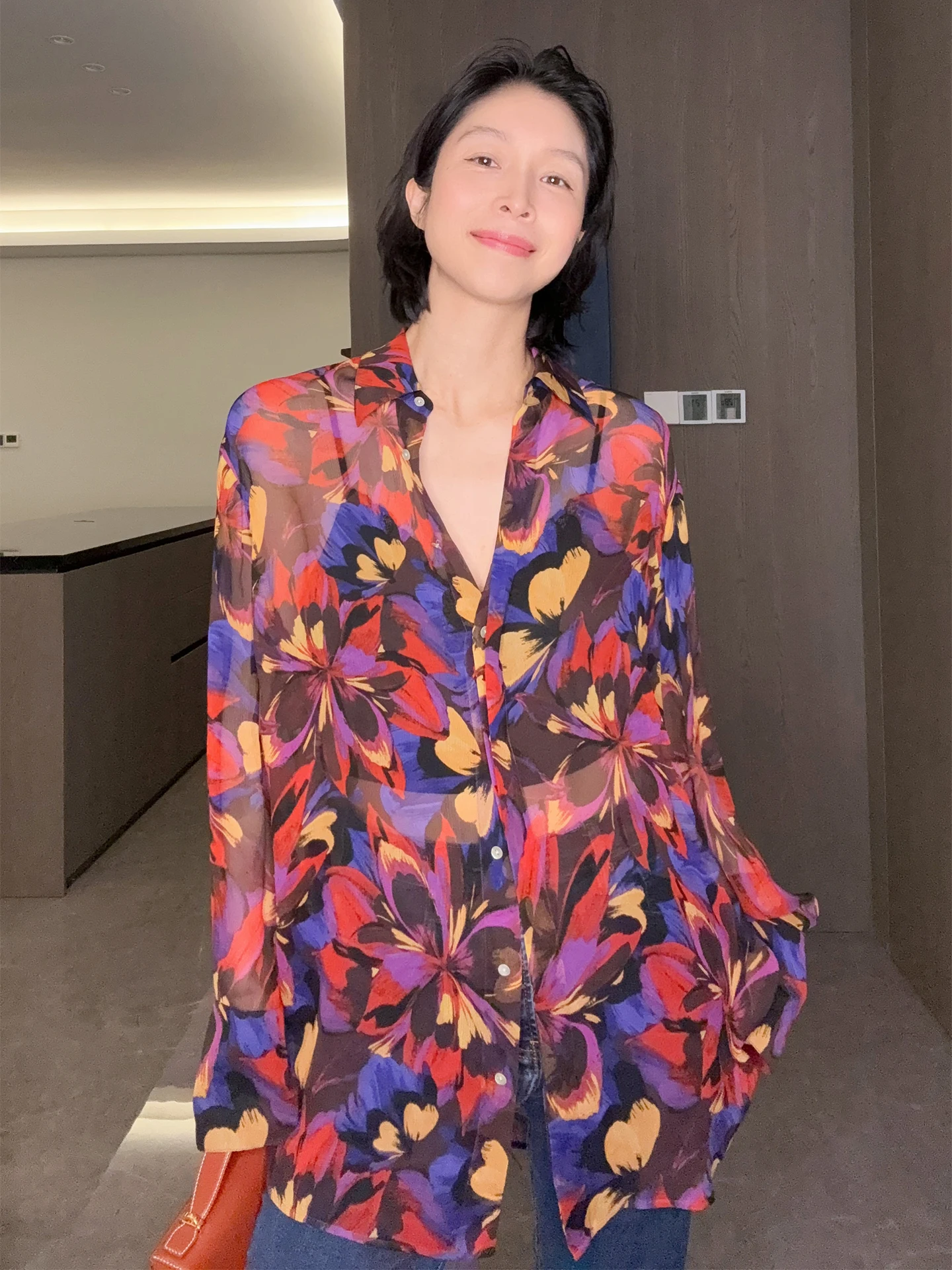 

Женский свободный универсальный топ Daily Romance 26 Lazy California из шелка, классический, с эффектом омоложения, во французском стиле, с длинными рукавами и принтом