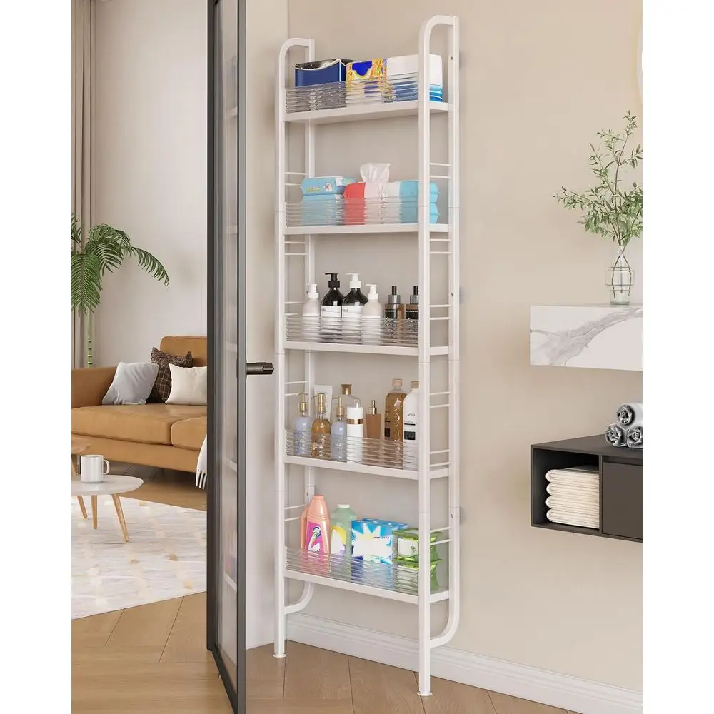 

Narrow 5-Tier Slim Space-Saving Storage Shelving Unit for Bathroom, Kitchen, Closet, and Laundry Room