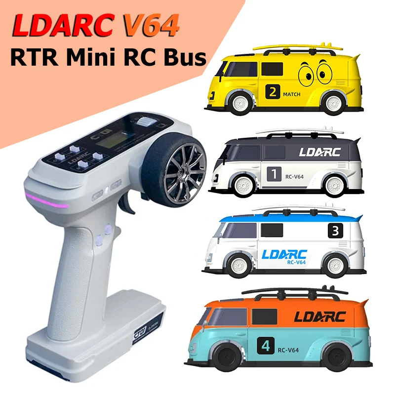 

Ldarc V64 1/64 Remote Control High-Speed Mini Desktop Car Controllable Ambient Lighting/Headlights Removable Shell DIY Toy Gift