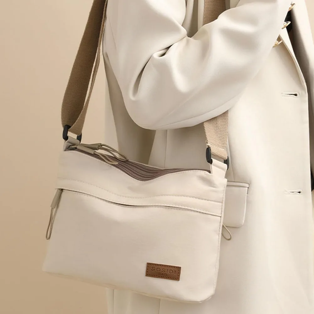 

Crossbody Bags for Women Canvas Multi-Pocket Shoulder Bag with Zipper Lightweight Casual Simple Suitable Travel Shopping Handbag