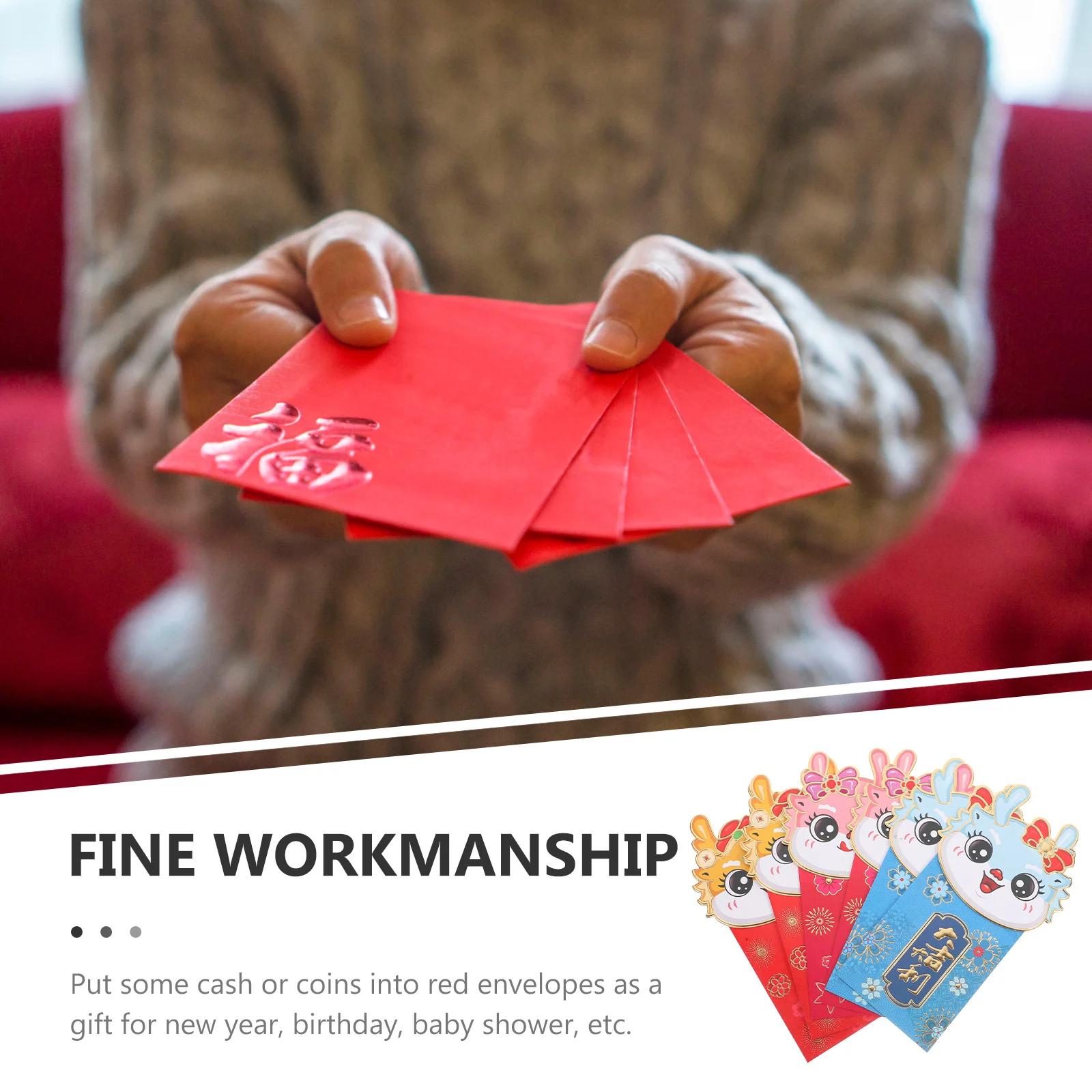 

6Pcs Chinese Dragon Year Red Envelopes Creative Festival Red Packets New Year Money Pouches Lucky Bag 2024 2024 Money Bag