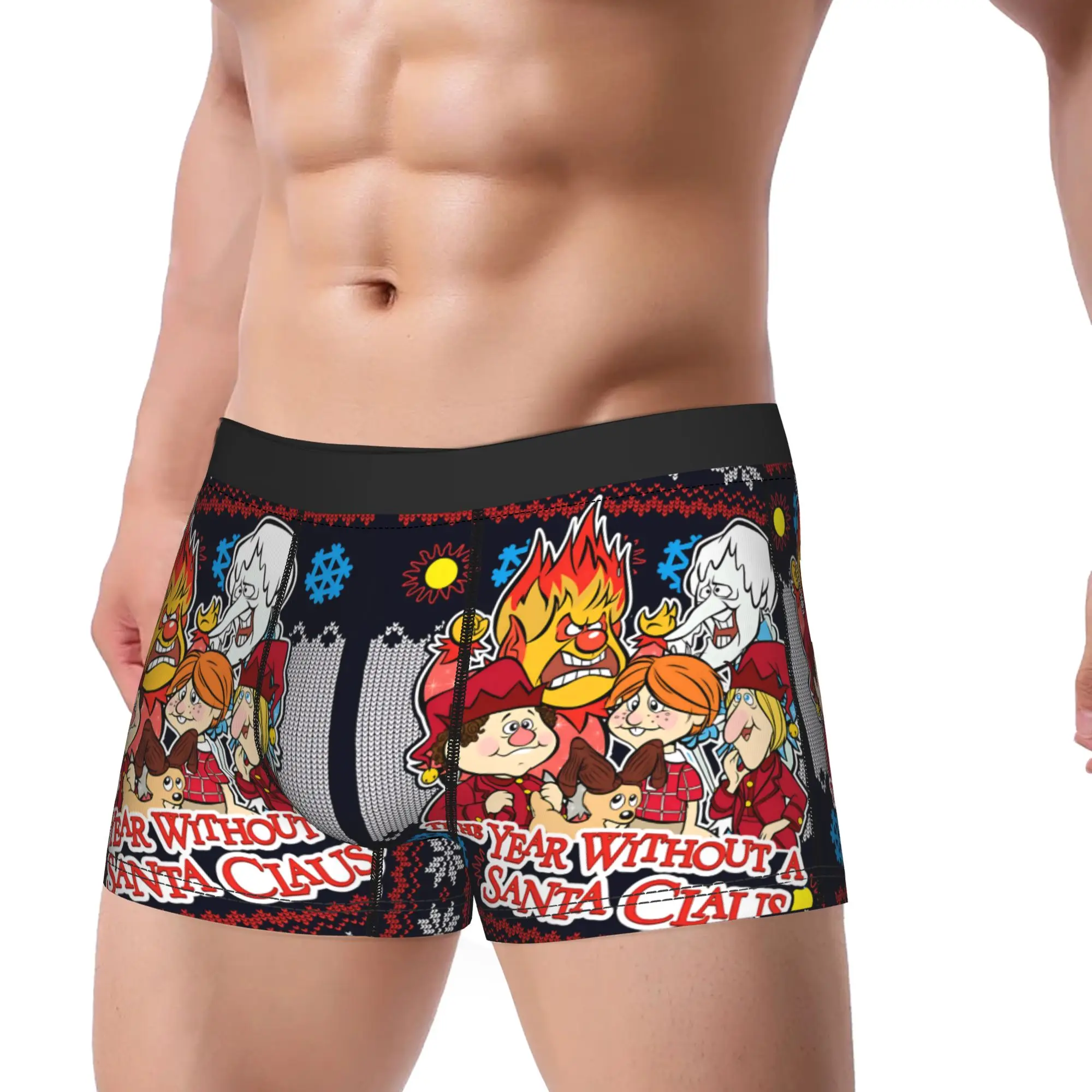 1piece M-Miser Brothers Ugly Christmas Sweater Style Underpants Breathbale Panties Man Underwear Print Shorts