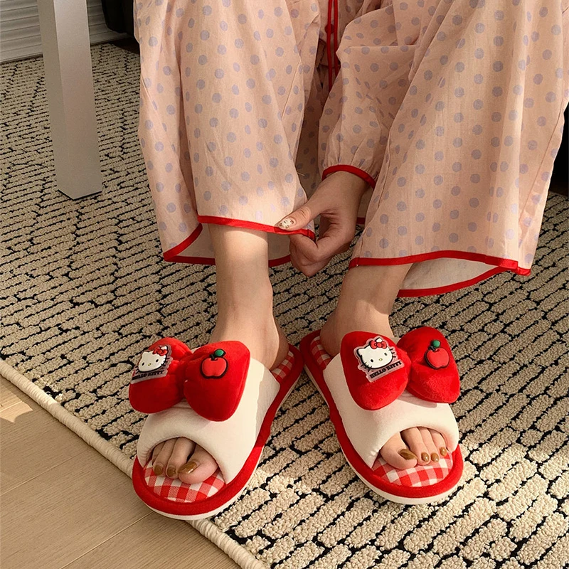 Cinnamoroll Sanrio Kawaii Anime Cotton Linen Slipper Cute Sweet Hello Kitty Cartoon Soft-Soled Shoes Lovely Gifts for Girls